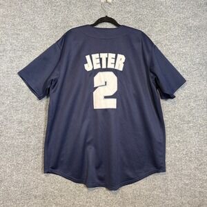 Vintage New York Yankees Derek Jeter Jersey Blue‎ XL 2008 True Fan Baseball MLB